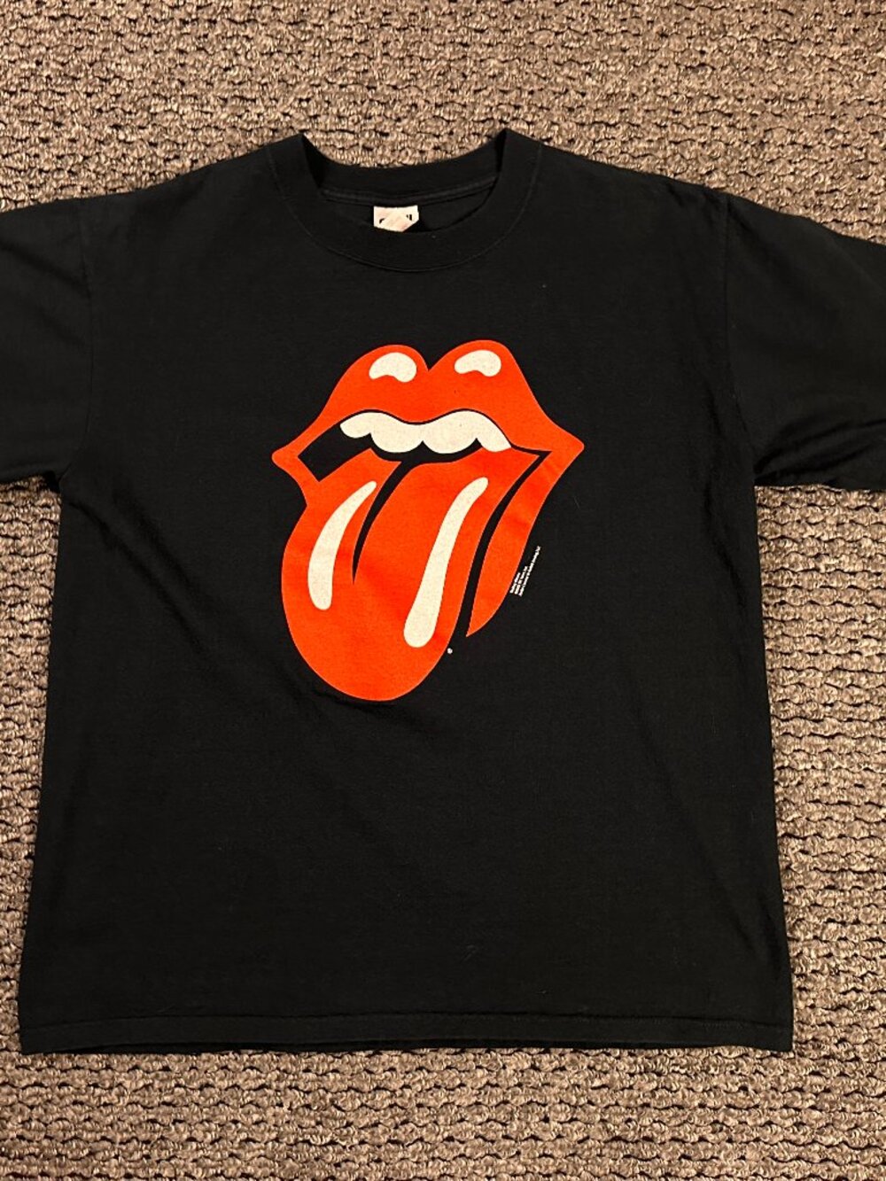 Vintage 2002 Rolling Stones Tongue Logo T-Shirt Black Anvil Medium Rock Band Tee